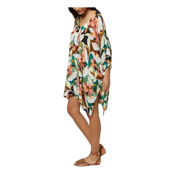 O'NEILL Women's Green Printed Deep V Neck Calla Swimsuit Cover Up XSS