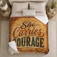 thumbnail image 5 of Inspirational Courage Quote Rustic Teal Typography, Cozy Typography Art Scene, Warm Flannel Blanket for Ranch House and Living Room, Art Lovers Thanksgiving Gift, Artistic Home Decor, 5 of 9