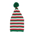 thumbnail image 1 of Gorro de punto navideño con pompones, bonito gorro creativo clásico a rayas Rojo verde y blanco, 1 of 9