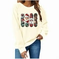 thumbnail image 5 of Sakmal Holiday Sweatshirts Women Christmas Beige Graphic Cute Sweatshirts Casual Fall Fashion Tops, 5 of 5