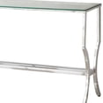 thumbnail image 3 of Glass Top Sofa Table with Metal Frame and Mirror Shelf Chrome - Saltoro Sherpi, 3 of 5