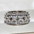 thumbnail image 5 of Womens Zircon Ring Brass White Steel European American Style Ladies Fashion Statement Ring Elegant Sparkle Shimmering, 5 of 6