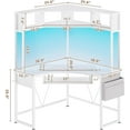 thumbnail image 3 of SEDETA Corner Desk, Small Computer Desk with Hutch & LED Lights, Triangle Corner Computer Desk with Keyboard Tray, Storage Bag, and Headphone Hook for Small Space, Small Office Desk, White, 3 of 9
