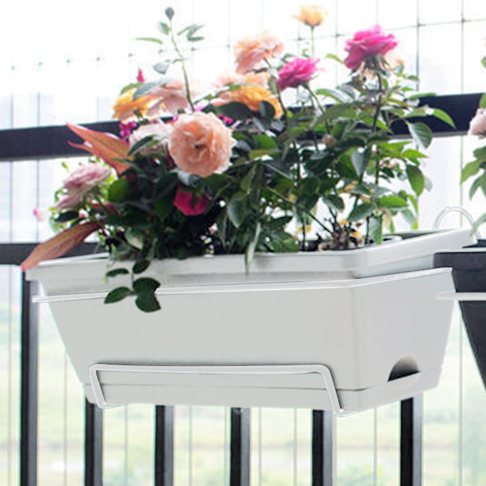 Railing Planter Pot, Window Box Planter, Detachable tray, Outdoor Wall Planter, Vegetable Flower Planter for Fence, Nursery Balcony Porch Light gray