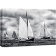 thumbnail image 3 of PixonSign Canvas Print Wall Art Sailboat Fleet with Large White Sails Transportation Ocean Photography Realism Beach Scenic Relax/Calm Cool Black and White for Living Room, Bedroom, Office - 24"x36", 3 of 5