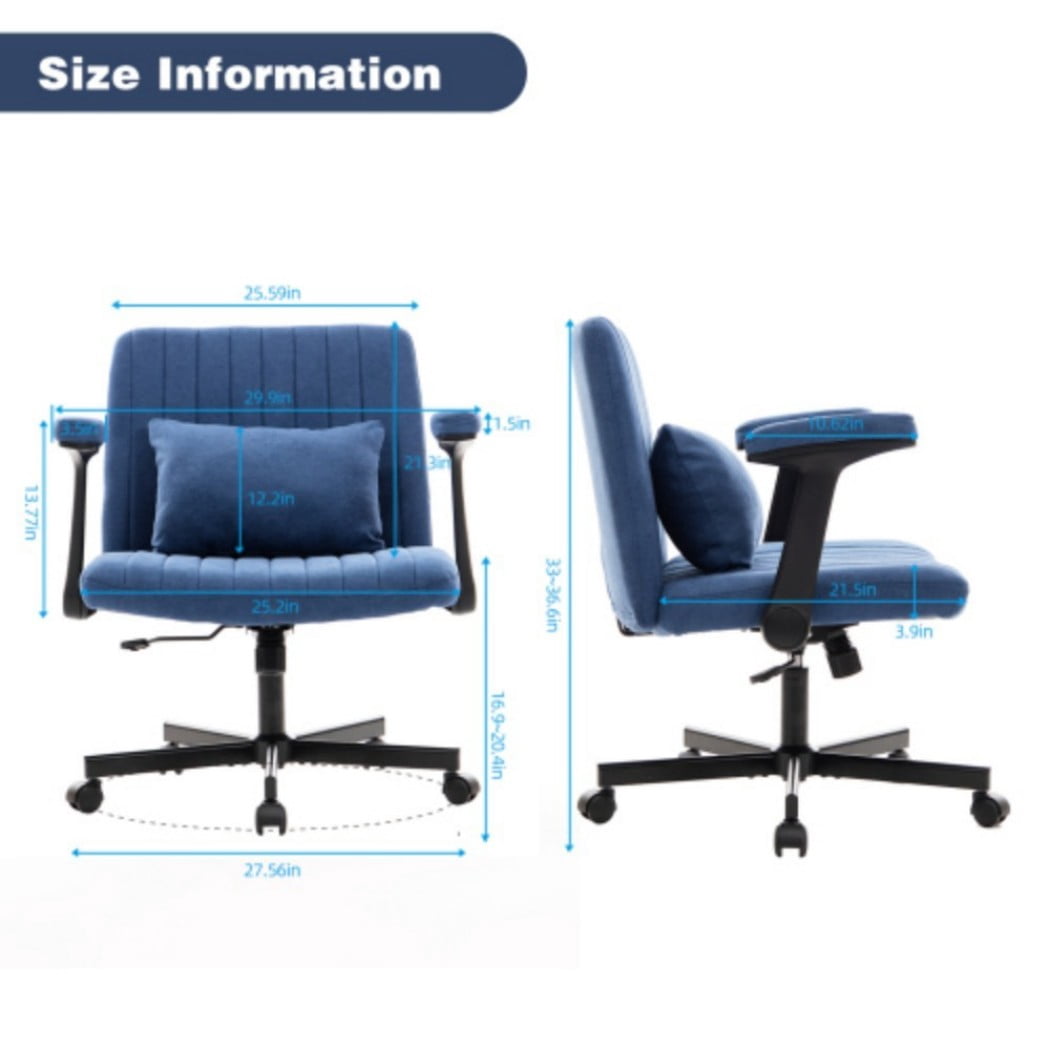 Velvet Criss Cross Office Chair with Wheels, Modern Upholstered Desk Chair with Adjustable Height, 360° Swivel & Tilt, Blue