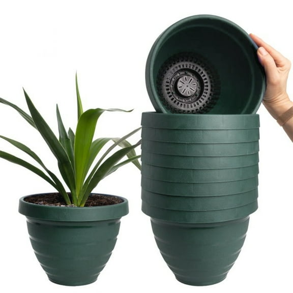 10pk HC Companies 7.5 inch Self Watering Planter Indoor Outdoor Garden Planters Plastic Flower Pot