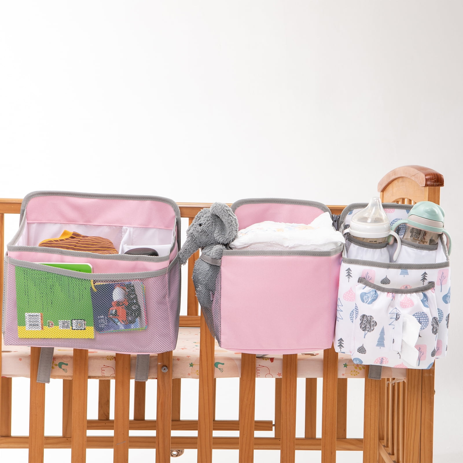 Baby Stroller Organizer Bag Bedside Caddy Diaper Storage Bin Hanging Storage Bag for Baby Bed/Baby Cart