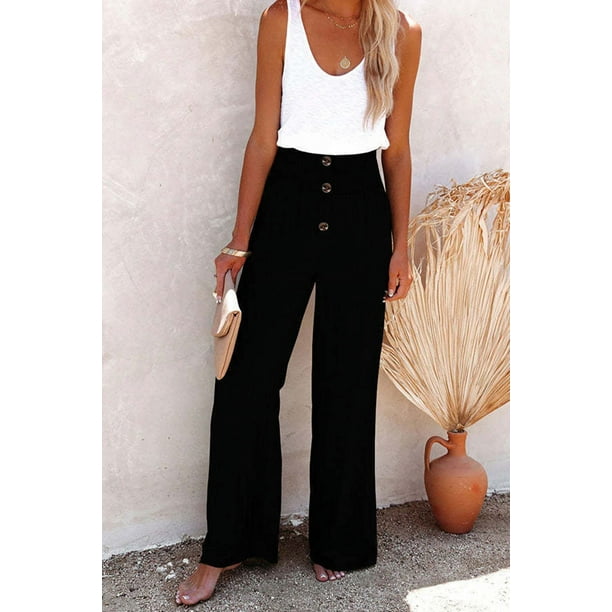 Pantalones anchos casuales, elásticos, de lino y algodón de color sólido para mujer de primavera y verano de estilo europeo y americano.