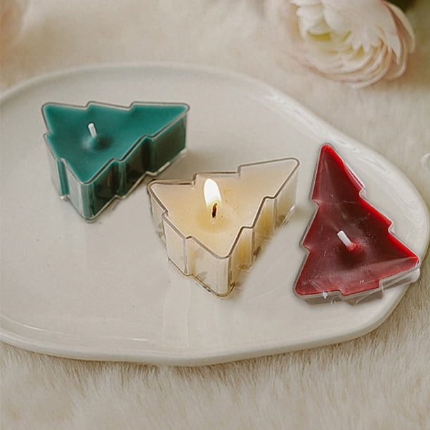 Adorno de vela de cera aromática para árbol de Navidad • Blanco rojo verde • 5x4x2cm • Aromaterapia y decoración festiva