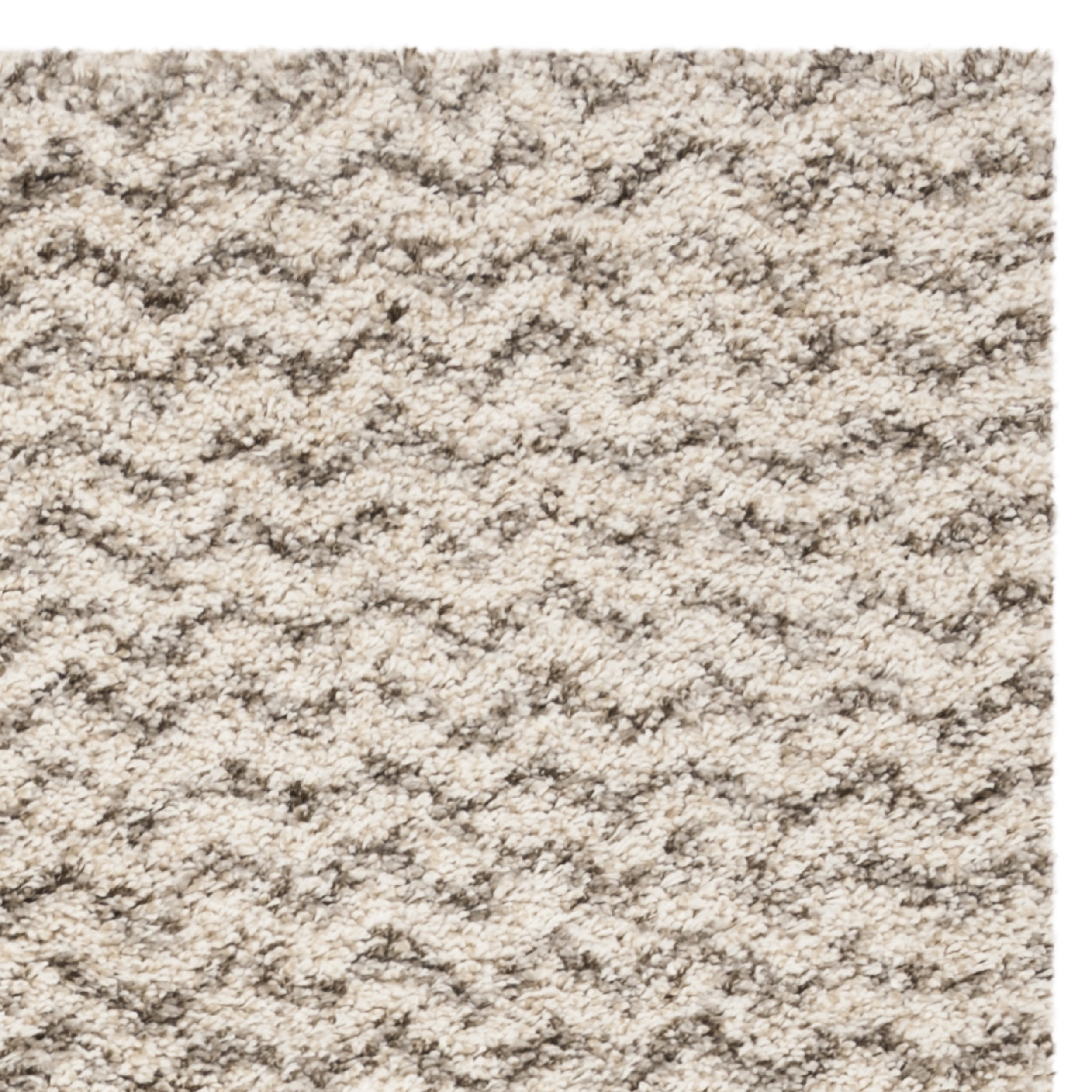 SAFAVIEH Hudson Merrilyn Chevron Shag Area Rug, Ivory/Grey, 5' x 5' Square