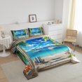 thumbnail image 3 of Erosebridal Ensemble de Literie Feuilles Tropicales Simple, Couette Plage Mer, Décoration de Chambre d'Ado, Réversible, Léger, 2 Pcs, 3 of 8