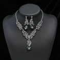 thumbnail image 1 of Nvzi Conjuntos de joyas de novia con diamantes de imitación, collar de cristal, pendientes, conjuntos de joyas para bodas,fiesta de noche, conjunto de joyas de graduación, gris, 1 of 4