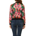 thumbnail image 4 of INSPIRE CHIC Women's Bomber Jacket Slim Fit Lightweight Zip Up Jacket M Green Pink, 4 of 7