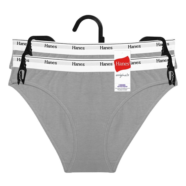 Bikini Hanes Originals para Mujer, Gris Talla CH 2 Piezas