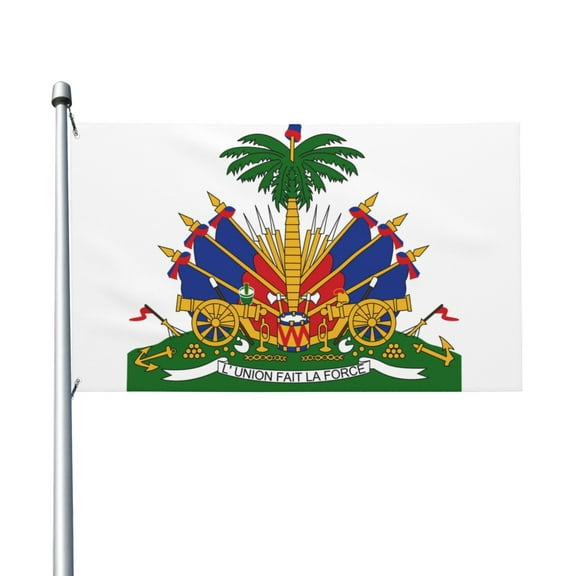 Coat Of Arms Of Haiti Flag Double Sided Printed 3x5 Ft Flag Banner Suitable For Yard Outdoor Party Decorative