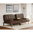 thumbnail image 1 of Homall Canapé-Lit Futon en Similicuir Canapé Moderne Convertible Inclinable Pliant avec 2 Porte-Gobelets, Brun, 1 of 6