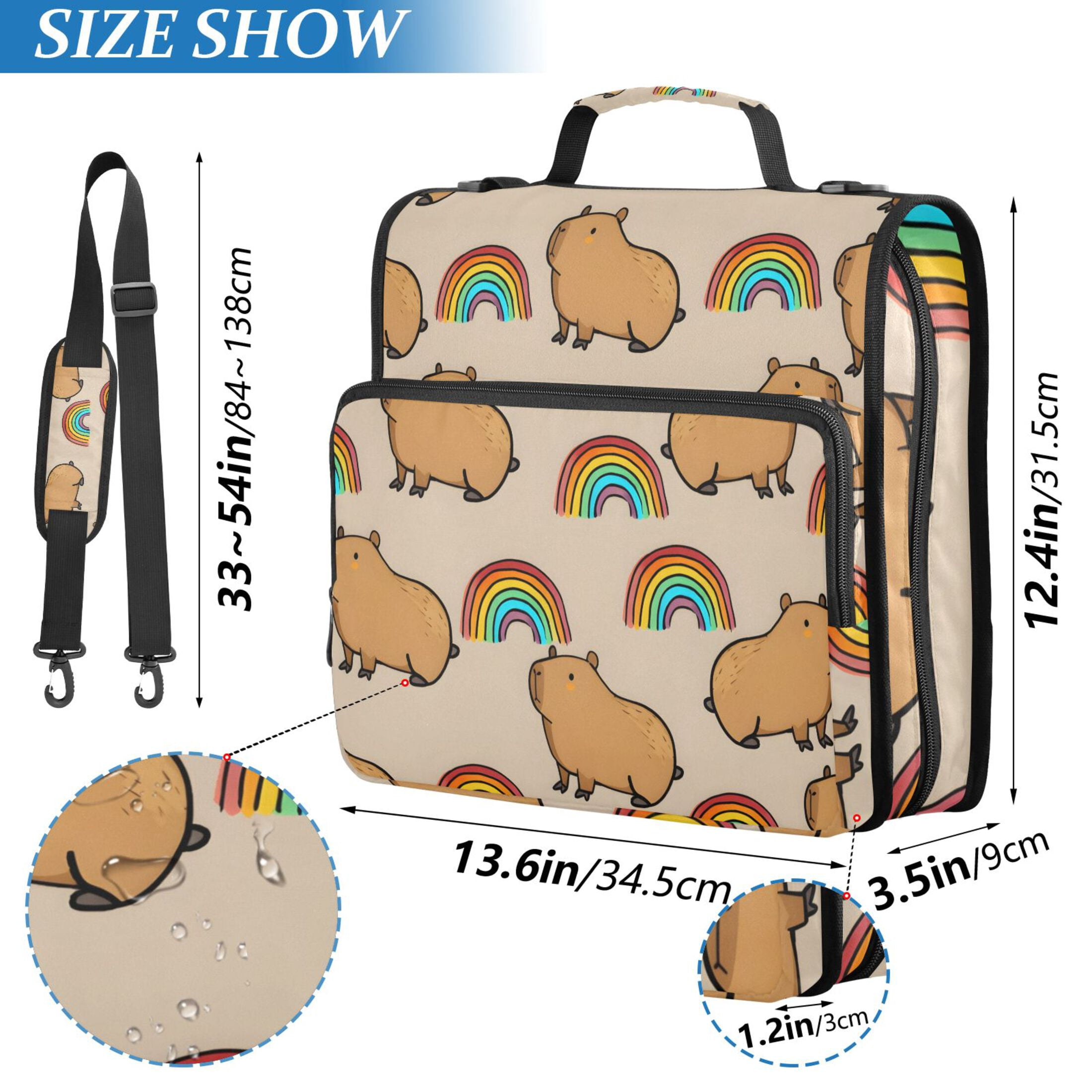 ALAZA Zipper Binder Capybara Rainbows 3 Ring Trapper Keeper File Folder Organizer Bag