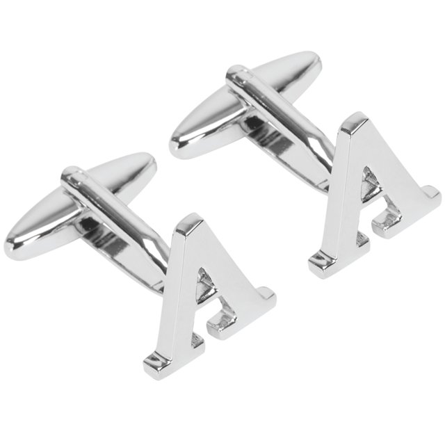 BodyJ4You 2PC Cufflinks Personalized Initials Letter A Men's Button Shirt Business Gift
