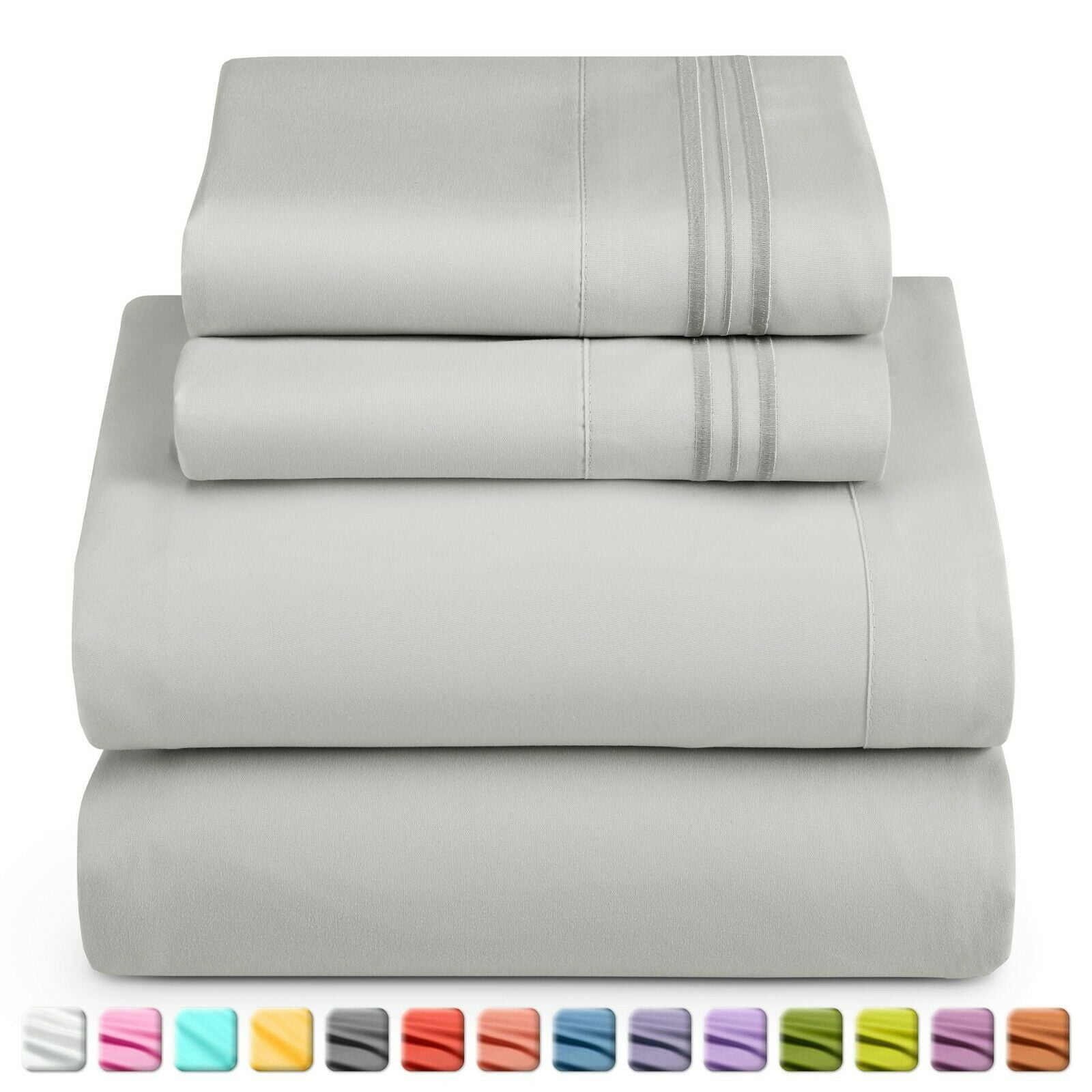 King Sheets Set, Soft Bed Sheets for King Size Bed, Cooling Microfiber