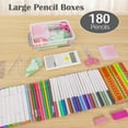 thumbnail image 4 of 6 Pack Extra Large Pencil Box, Plastic Pencil Case Crayon Box, Stackable Storage Boxes, Grey, 4 of 14