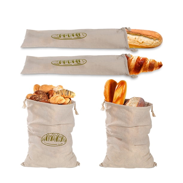 Pan De Lino Reutilizables, 2 Tamaños Diferentes, Bolsas Con Cordón, Bolsas De Almacenamiento Prácticas Bolsas De Almacenamiento De Alimentos Para Pan Casero 4 Bolsas Vogacara HA013580-00