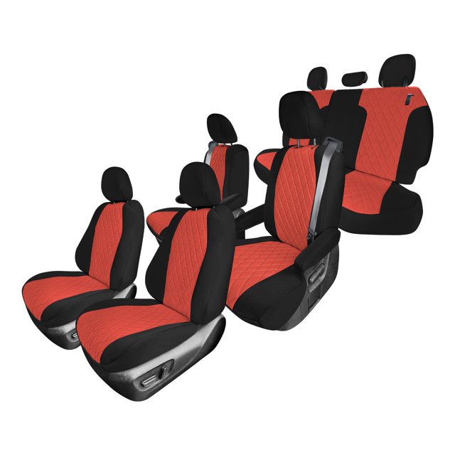 For 2021-2024 Toyota Sienna FH Group Neoprene Custom Fit Waterproof Car Seat Covers - Red Full Set