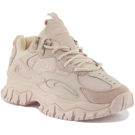 Fila Ray Tracer 2 Women's Lace Up Chunky Sole Casual Trainers In Rose Size 5.5