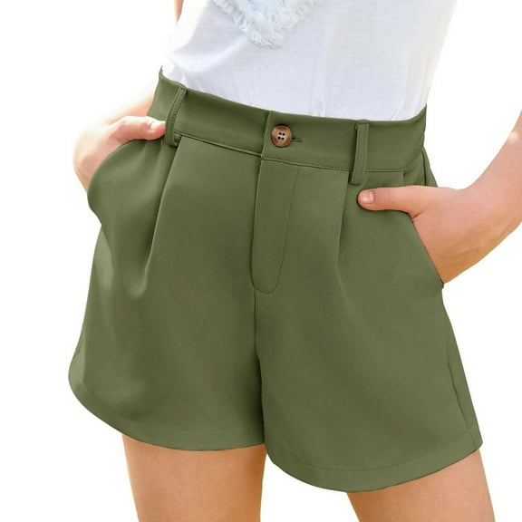 EnJoCho Girls Summer Shorts with Pockets, Kids Elastic Waist Wide Leg Casual Unifor𝗆 Shorts Playwear for 5-14 Years Lightweight and Breathable