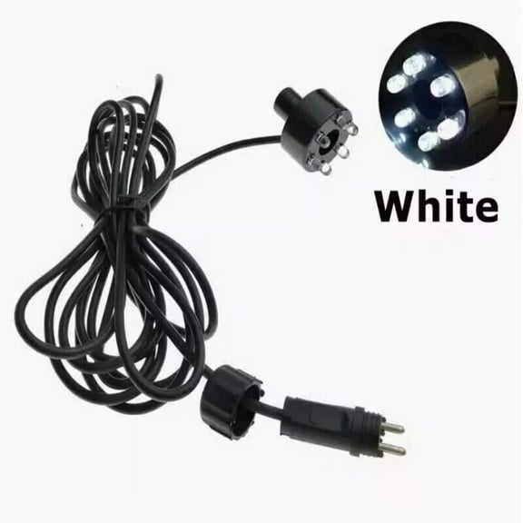 Underwater 6-LED Light Ring For Fountain Fish Pond Water Garden AC Adapter`-White