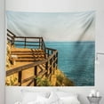 thumbnail image 1 of Beach Pathway Tapestry, Promenade Along the Sea Coast Situated on a Cliff Rock in Spain, Fabric Wall Hanging Decor for Bedroom Living Room Dorm, 5 Sizes, Blue Brown Orange, by Ambesonne, 1 of 1