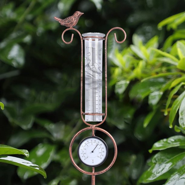MUMTOP Rain Gauge Outdoor 36 Inch Metal Bird Garden Stake with