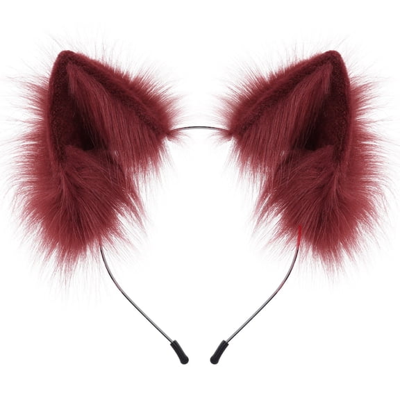 Handmade Animal Cat Ears Headband Furry Wolf Hairhoop Party Festival Celebration Accessory