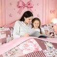 thumbnail image 5 of meiyoeat Farm Animal Horse Cow 7-Piece Twin Bedding,Romantic Pink Flowers Bedding Comforter Set For Girl,Reversible, 5 of 7