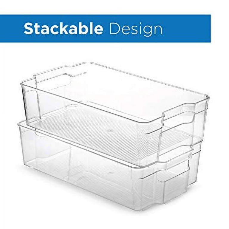 Set Of 8 Refrigerator Organizer Bins - 4 Large and 4 Medium Stackable  Plastic Clear Food Storage Bin with Handles for Pantry, Freezer, Fridge,  Cabinet, Kitchen … in 2023
