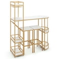 thumbnail image 3 of GVN 3 Pieces Bar Table Set with Storage Shelves and Wine Rack-Golden, 3 of 10