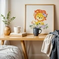 thumbnail image 5 of Lion, Safari Animals, Jungle Animals, Purple Flowers, Gender Neutral Nursery - Illustration Animal Watercolor Floral Whimsical Flowers Unframed Wall Art Print 20 x 20 inches, 5 of 9
