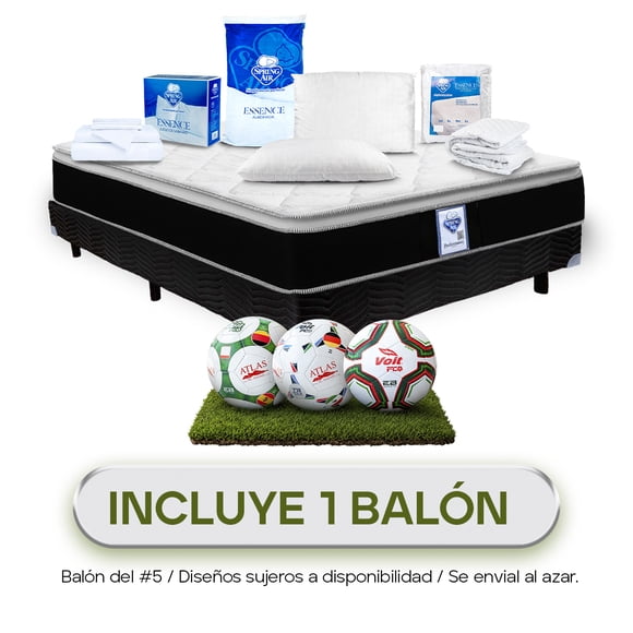 Colchón Matrimonial Spring Air Kunis + Box + Almohadas + Protector + Sabanas
