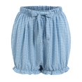 thumbnail image 5 of GEWSEY Women Gingham Boy Drewstring Shorts Smocked Plaid Bloomers Cute Frill Ruffle Sexy Micro Shorts Bottoms Y2k Pettipants (Blue, M), 5 of 9