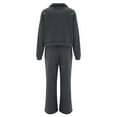 thumbnail image 4 of CILENON Conjunto Deportivo Para Mujer Women Two Piece Outfits Sweatsuit Set Quarter Zip Sweatshirt Wide Leg Sweatpant Fall Set Tracksuit Sweatsuits Women 2 Piece Outfit (Dark Gray,S), 4 of 5