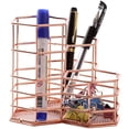 thumbnail image 2 of Metal Rose Gold Pencil Holder Triple Mesh Holder Round Iron Metal Pen Holder Fashion Pen Holder Organizers Fashion Openwork Pen Holder, Pencil And Brush Storage, 2 of 5