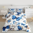 thumbnail image 2 of Homewish Retro Rustic Butterfly Full Size Comforter Sets,Bohemain Style Bedding Comforter Set,White Blue Bedding Sets For Kids,Super Cozy Room Decor Reversible,3 Pieces, 2 of 8