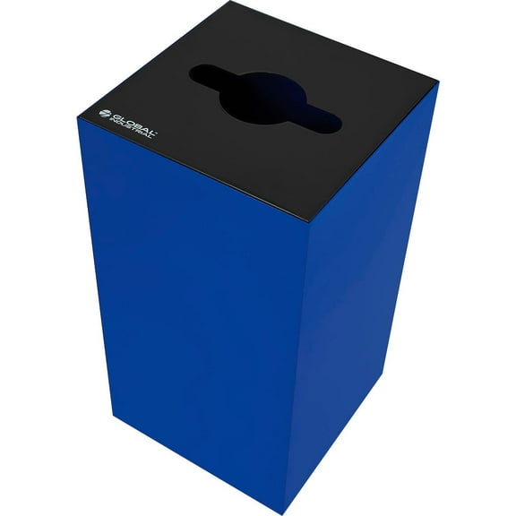 Global Industrial Square Recycling Can with Mixed Recycling Lid 28 Gallon Blue
