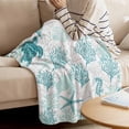 thumbnail image 4 of Throw Blanket for Couch Summer Ocean Sea Coral Soft Fleece Flannel Blankets Cozy Lightweight Blanket for Home Sofa Living Room Shell Green Turtle Seahorse Bed Throws 40" x 60", 4 of 9
