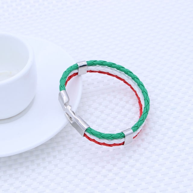 CRAFTHROU 1Pack Punk Style Flag Bracelet Handmade for Sports Fans with and Alloy for Soccer Events