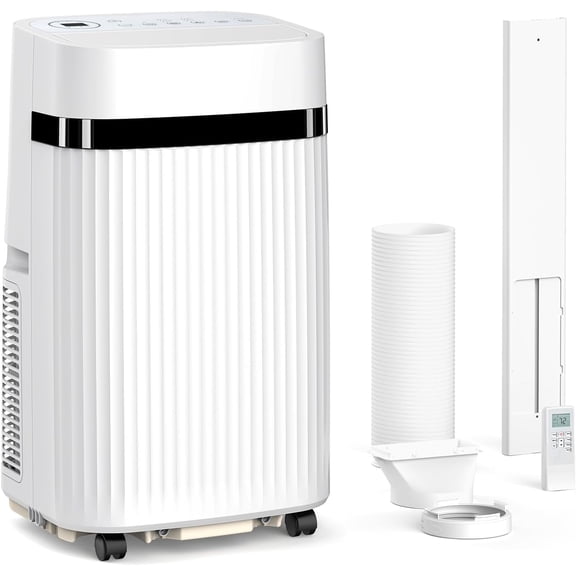 KNDKO Portable Air Conditioner 12000 ASHRAE BTU/8,000 BTU DOE Vented Medium Room Portable AC Remote Included