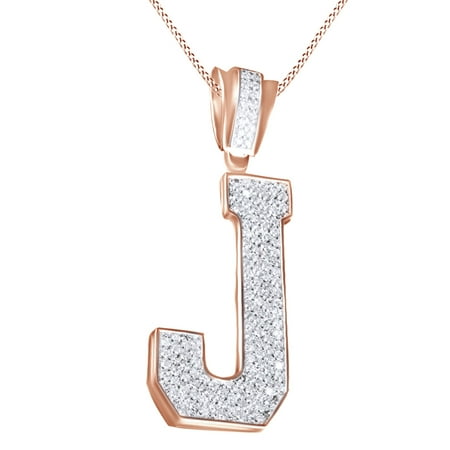 Sterling Silver Washington Redskins Charm - Iced Out J Initial Alphabet Charm Pendant Necklace In 14K Rose Gold Over Sterling Silver