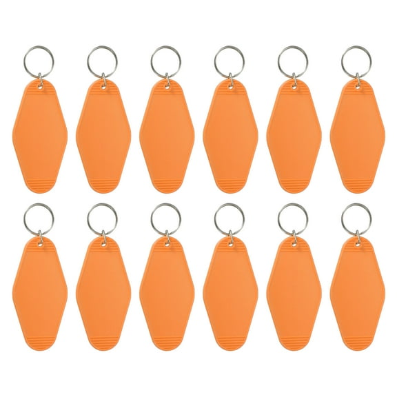 Uxcell Blank Hotel Keychain Tags, Motel Keychain, Vintage Key Tags for DIY Crafts Luggage 12 Pcs & Orange