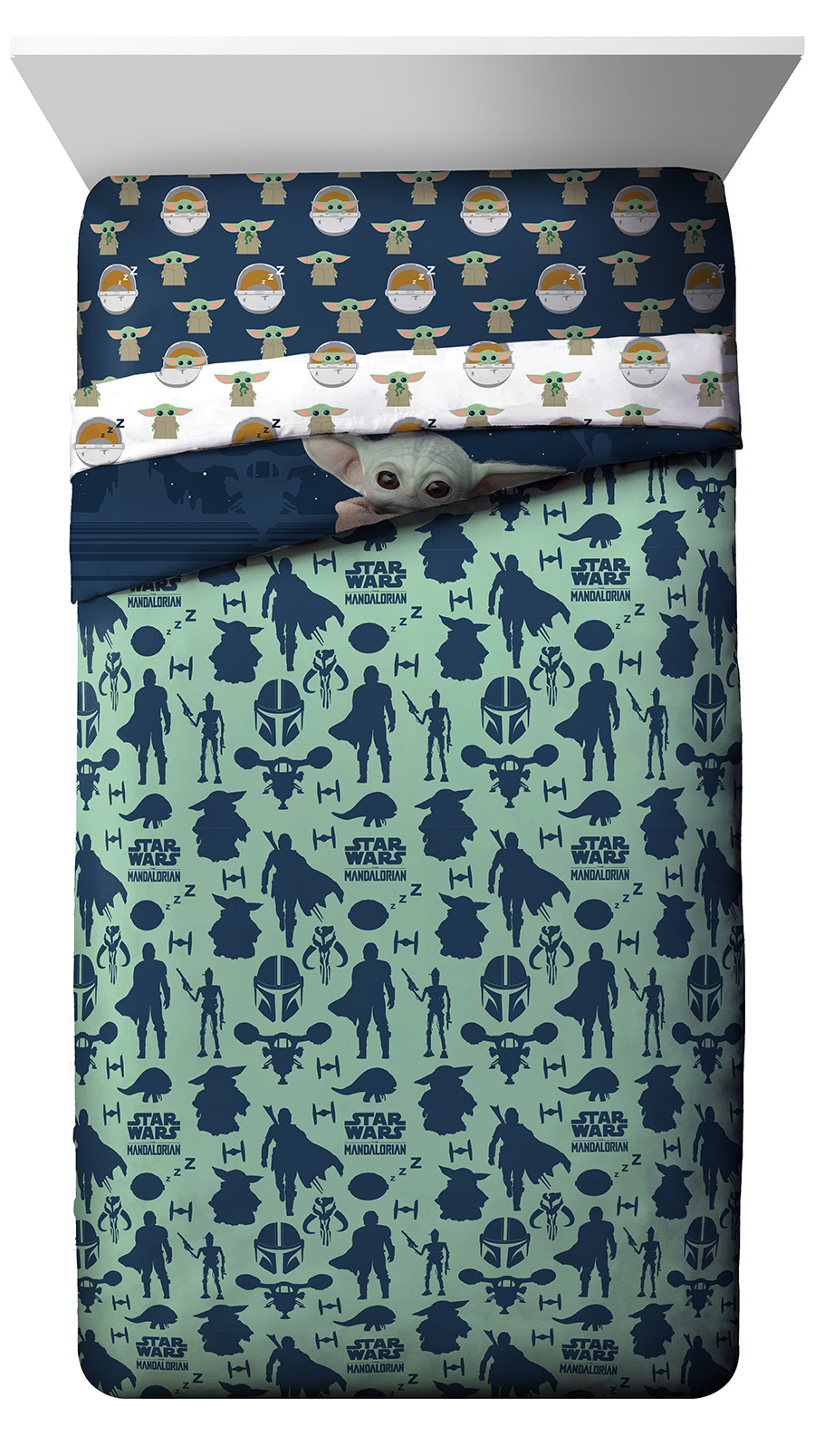 Baby Yoda, The Child 5 Piece Twin Bed-in-a-Bag, 100% Microfiber, Blue