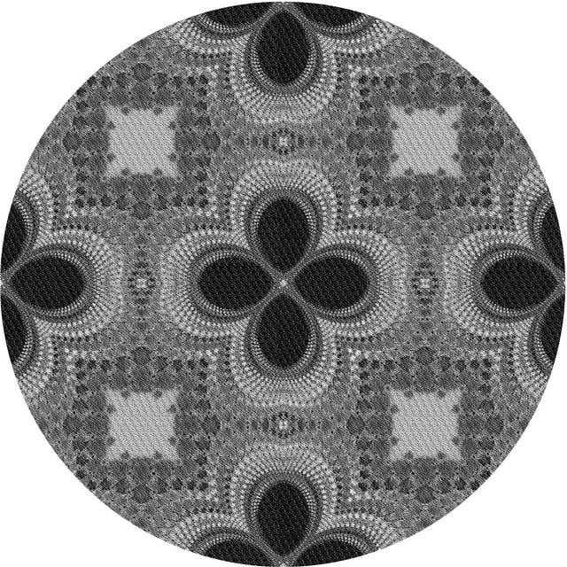 Ahgly Tapis Rond Lavable en Machine Intérieur Transitionnel Gris Foncé Noir, 3 Pieds Rond